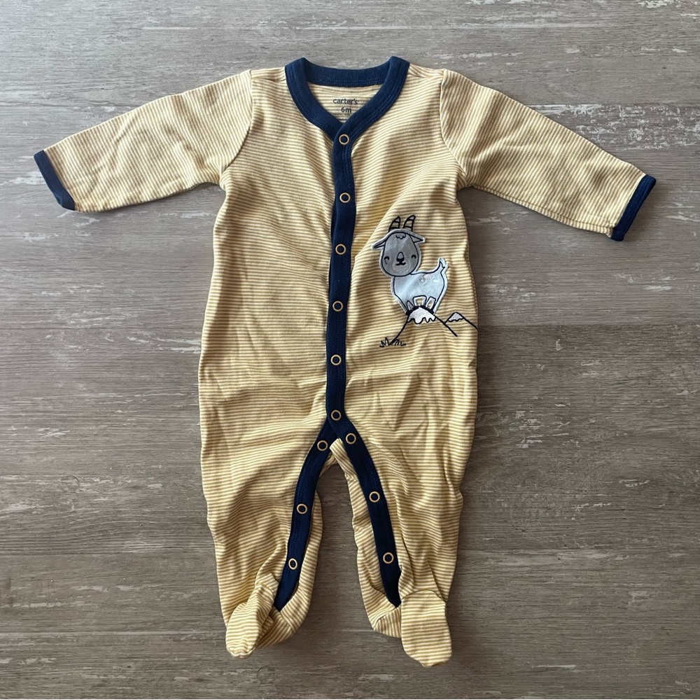 6m NWOT Carters snap footie pajamas in yellow with blue trim